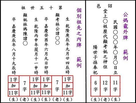 吉凶 正確祖先牌位內牌寫法範例